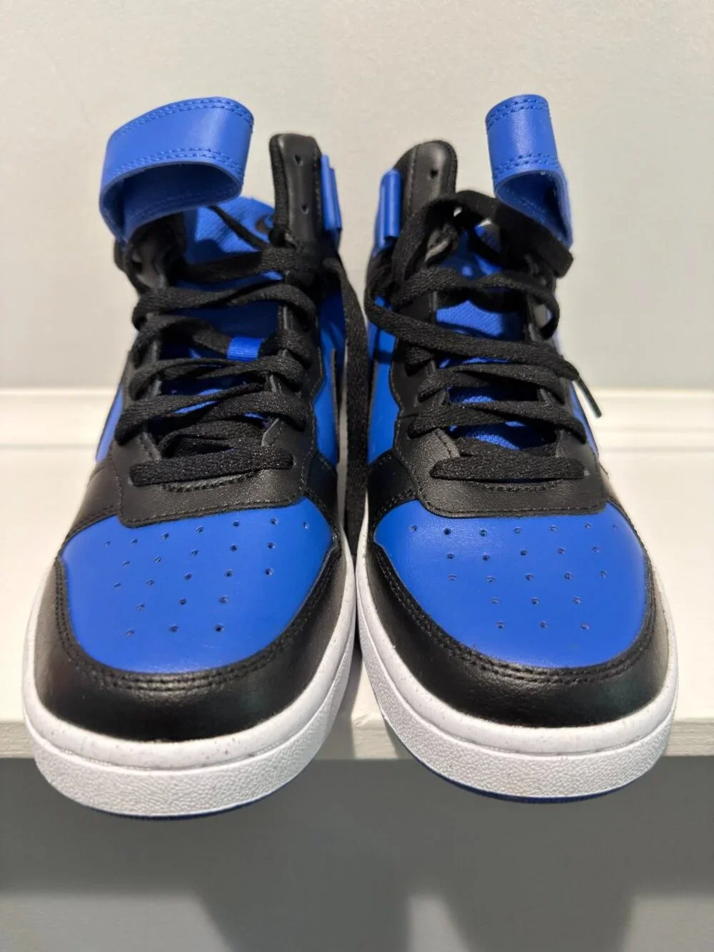 Nike Court Borough Mid 2 Kids Sneakers Blue Black Strap Shoes Size 7